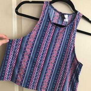 Floral striped pink/blue/purple tank